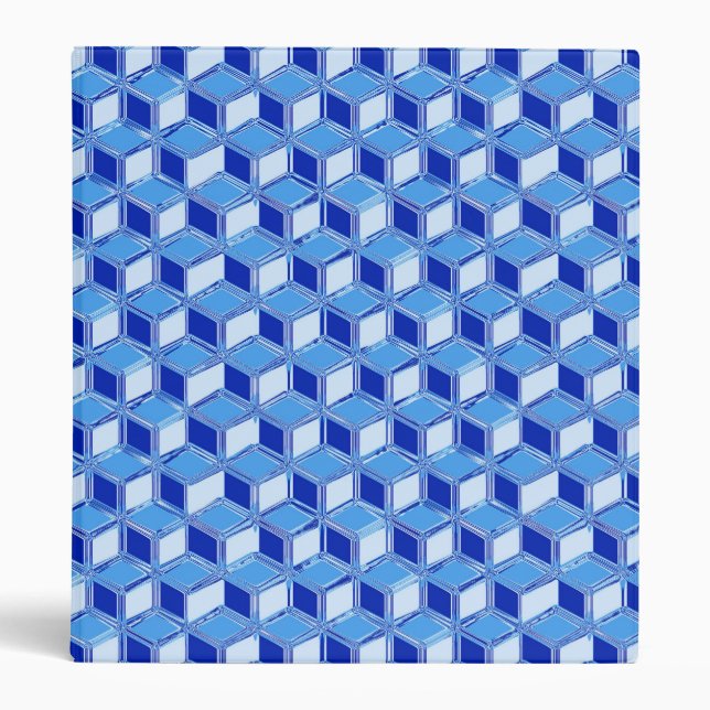 Chrome 3-d boxes - cobalt blue 3 ring binder (Front)