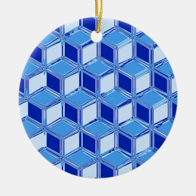 Chrome 3-d boxes - cobalt blue ceramic ornament (Front)