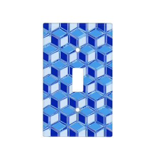Chrome 3-d boxes - cobalt blue light switch cover