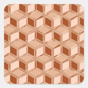 Chrome 3-d boxes - copper colored square sticker