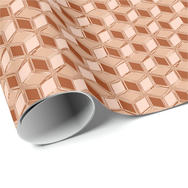Chrome 3-d boxes - copper colored wrapping paper (Roll Corner)