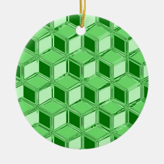 Chrome 3-d boxes - emerald green ceramic ornament (Front)