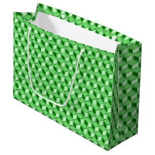 Chrome 3-d boxes - emerald green large gift bag