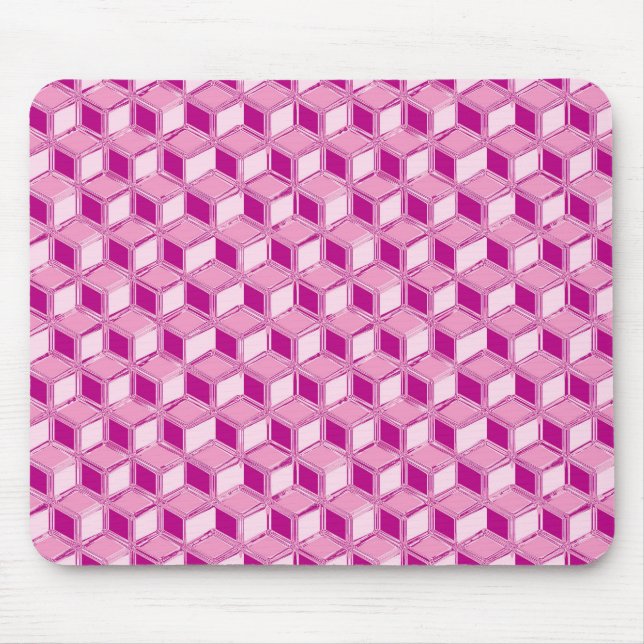 Chrome 3-d boxes - fuchsia pink mouse pad (Front)