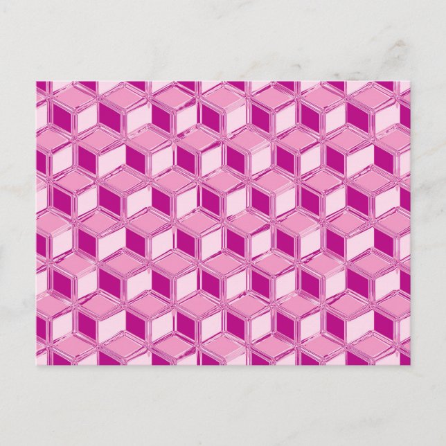 Chrome 3-d boxes - fuchsia pink postcard (Front)