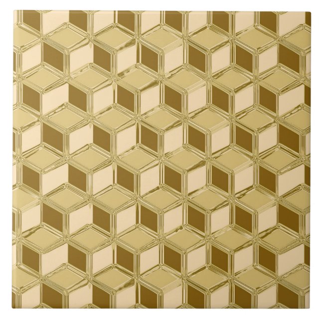 Chrome 3-d boxes - gold colored tile (Front)