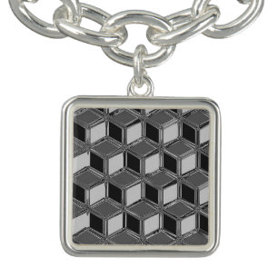 Chrome 3-d boxes - hematite grey bracelet