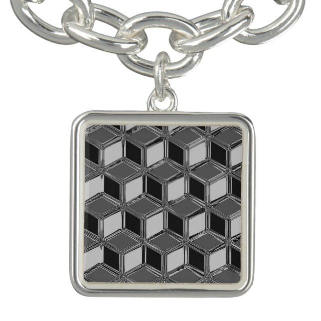 Chrome 3-d boxes - hematite grey bracelet (Design)