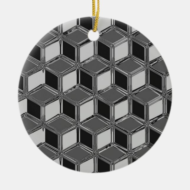 Chrome 3-d boxes - hematite grey ceramic ornament (Front)