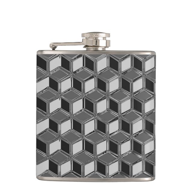 Chrome 3-d boxes - hematite grey flask (Front)