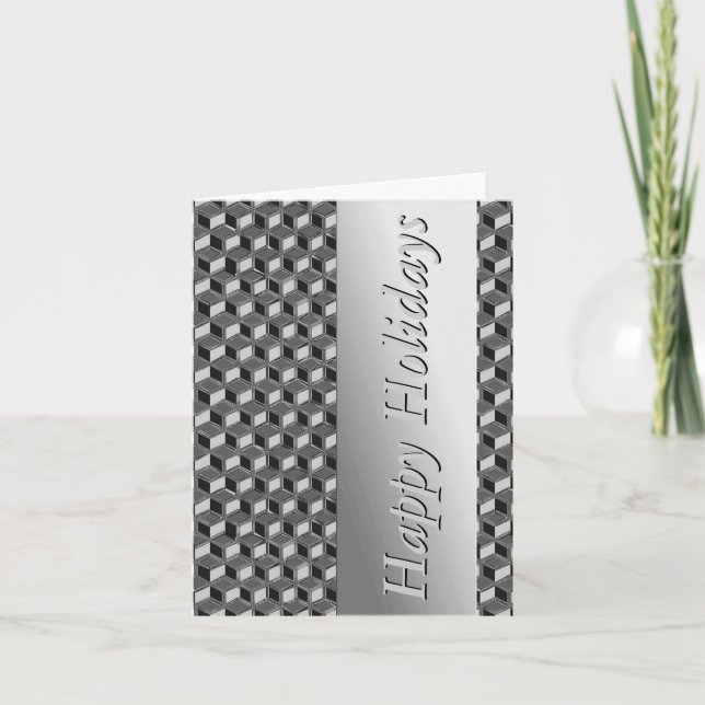 Chrome 3-d boxes - hematite grey holiday card (Front)