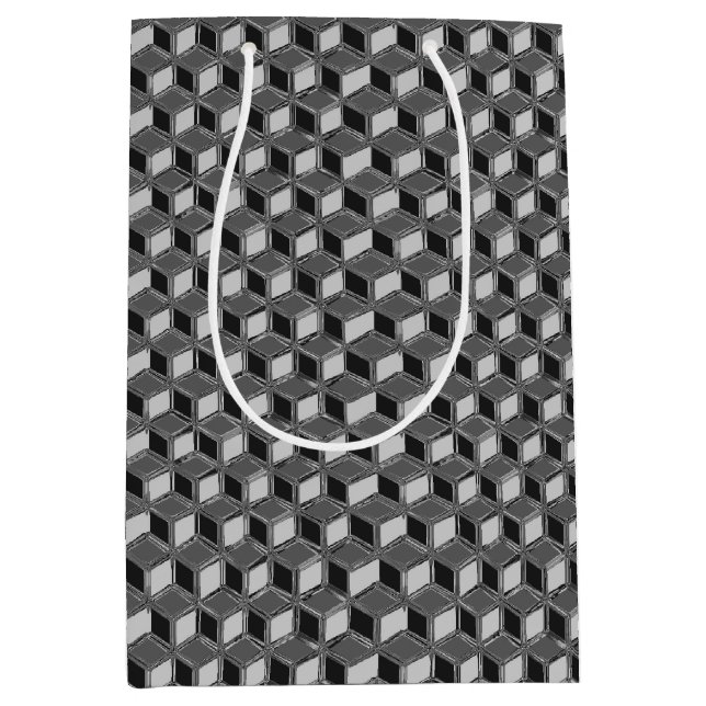 Chrome 3-d boxes - hematite grey medium gift bag (Front)