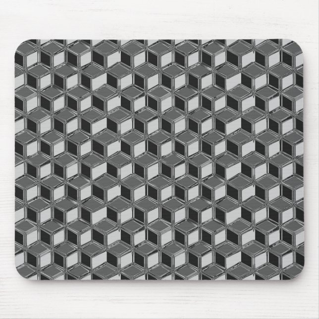 Chrome 3-d boxes - hematite grey mouse pad (Front)