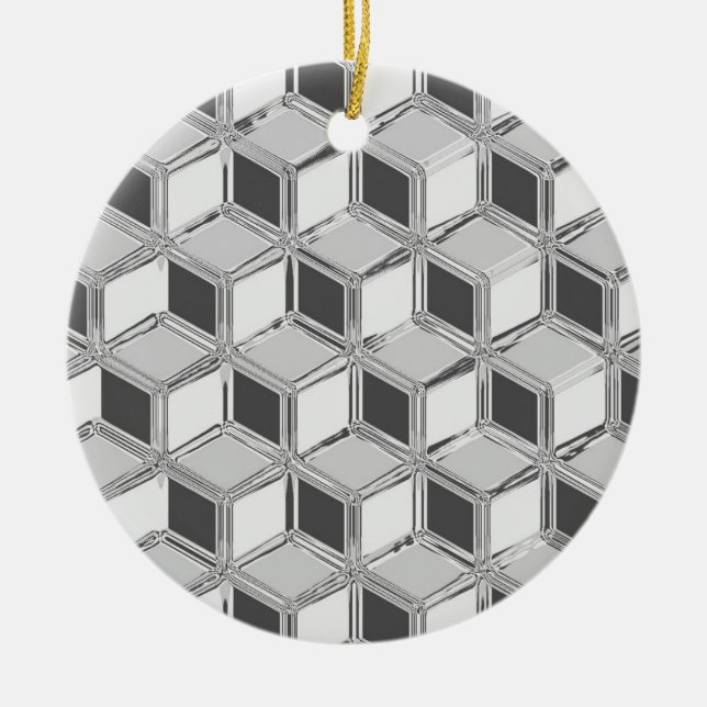 Chrome 3-d boxes - silver grey ceramic ornament (Front)