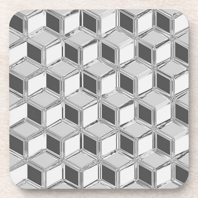 Chrome 3-d boxes - silver grey coaster (Front)