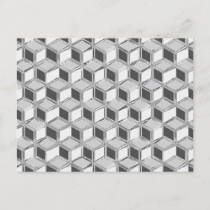 Chrome 3-d boxes - silver grey postcard