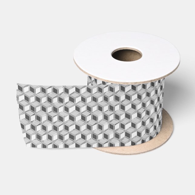 Chrome 3-d boxes - silver grey satin ribbon (Spool)