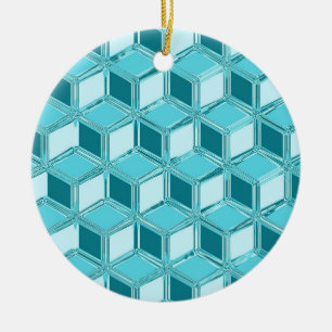Chrome 3-d boxes - turquoise / aqua ceramic ornament