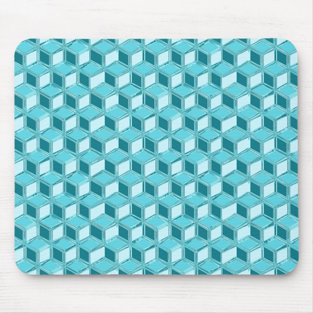 Chrome 3-d boxes - turquoise / aqua mouse pad (Front)