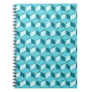 Chrome 3-d boxes - turquoise / aqua notebook