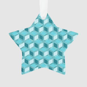 Chrome 3-d boxes - turquoise / aqua ornament