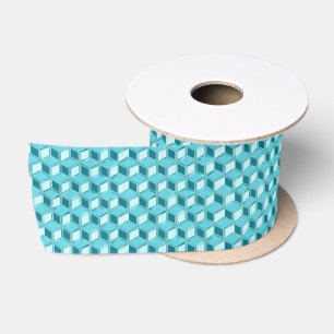 Chrome 3-d boxes - turquoise / aqua satin ribbon