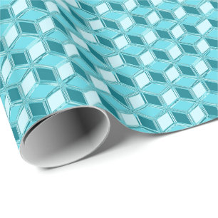 Chrome 3-d boxes - turquoise / aqua wrapping paper