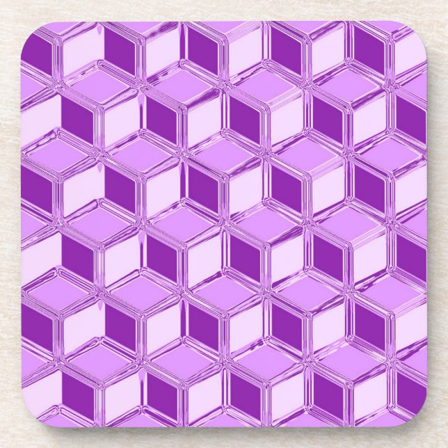 Chrome 3-d boxes - violet purple beverage coaster (Front)