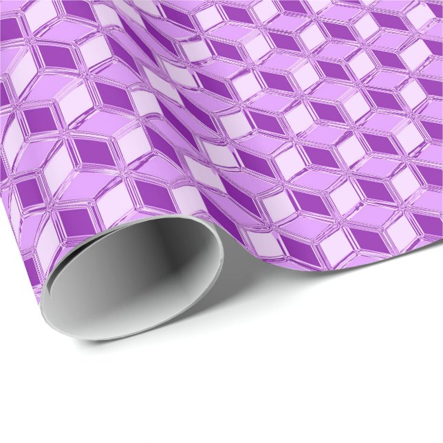 Chrome 3-d boxes - violet purple wrapping paper (Roll Corner)