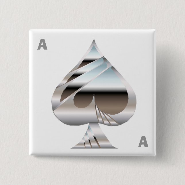 Chrome Ace Of Spades Square Button (Front)