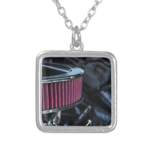 Chrome Air Intake Silver Plated Necklace