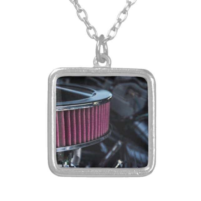 Chrome Air Intake Silver Plated Necklace (Front)