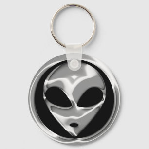 CHROME ALIEN HEAD KEYCHAIN