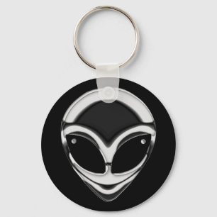 CHROME ALIEN HEAD KEYCHAIN