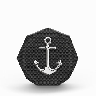 Chrome Anchor on Carbon Fiber Acrylic Award