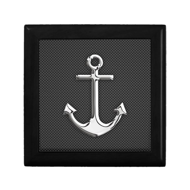 Chrome Anchor on Carbon Fiber Keepsake Box (Front)
