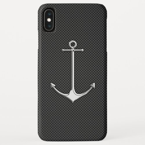 Chrome Anchor on Carbon Fiber Nautical Lifestyle iPhone XS Max Case