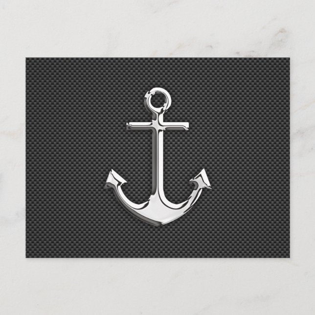 Chrome Anchor on Carbon Fiber Postcard (Front)