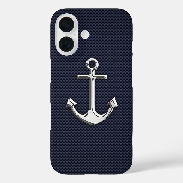Chrome Anchor on Carbon Fiber Print Case-Mate iPhone Case (Back)