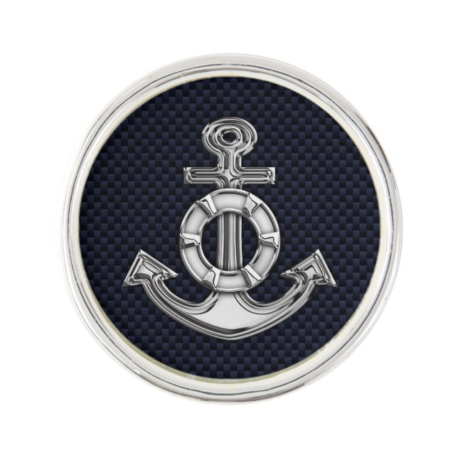 Chrome Anchor on Carbon Fiber Print Pin (Front)