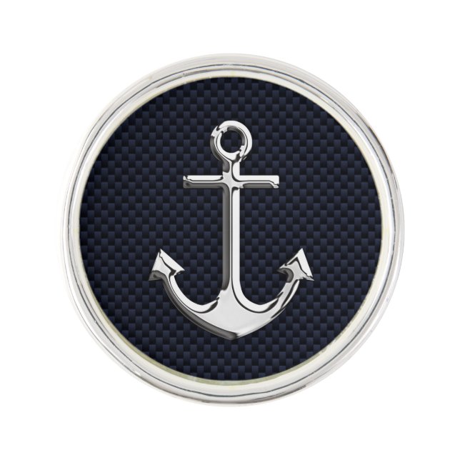 Chrome Anchor on Carbon Fiber Print Pin (Front)