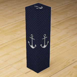Chrome Anchor on Carbon Fiber Print Wine Box