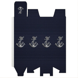 Chrome Anchor on Carbon Fiber Print Wine Gift Box