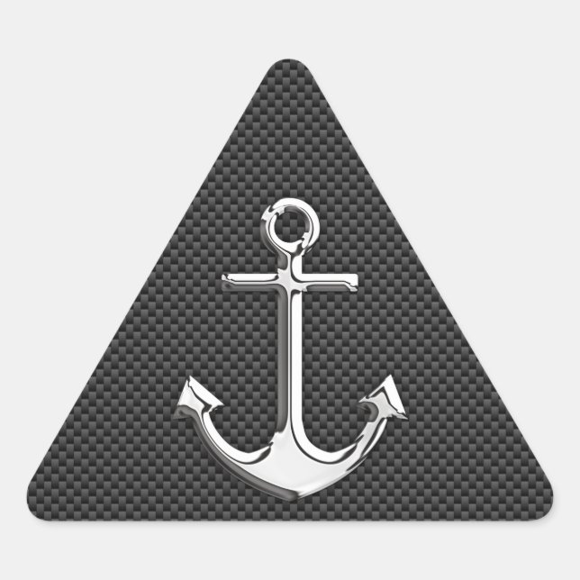 Chrome Anchor on Carbon Fiber Triangle Sticker (Front)