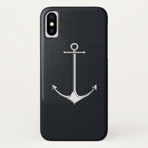 Chrome Anchor on Honeycombs Nautical Lifestyle iPhone XS Case