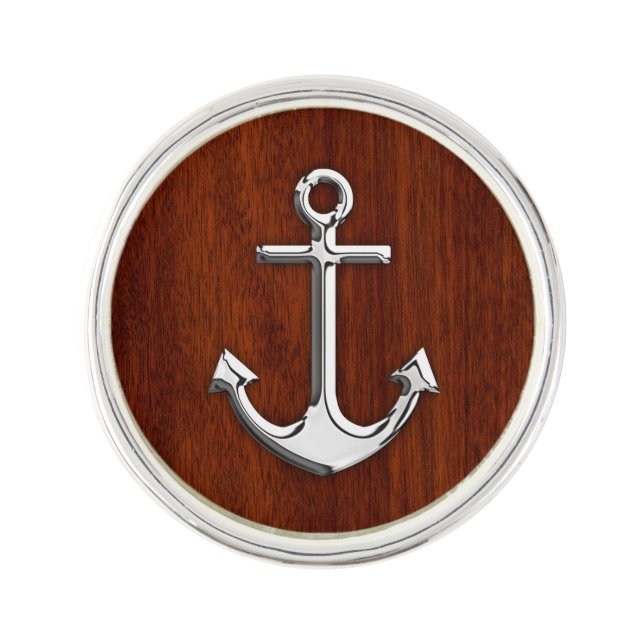 Chrome Anchor on Mahogany Print Pin (Front)