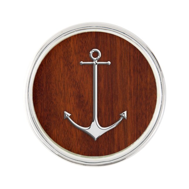 Chrome Anchor on Mahogany Print Pin (Front)