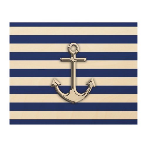 Chrome Anchor on Nautical Navy Blue Stripes Print
