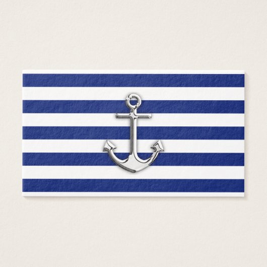 Chrome Anchor on Navy Stripes (Front)
