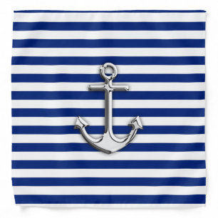 Chrome Anchor on Navy Stripes Bandana